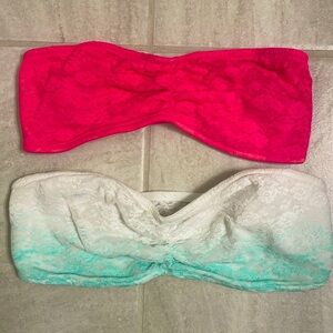 Two PINK lace bandeaus size medium